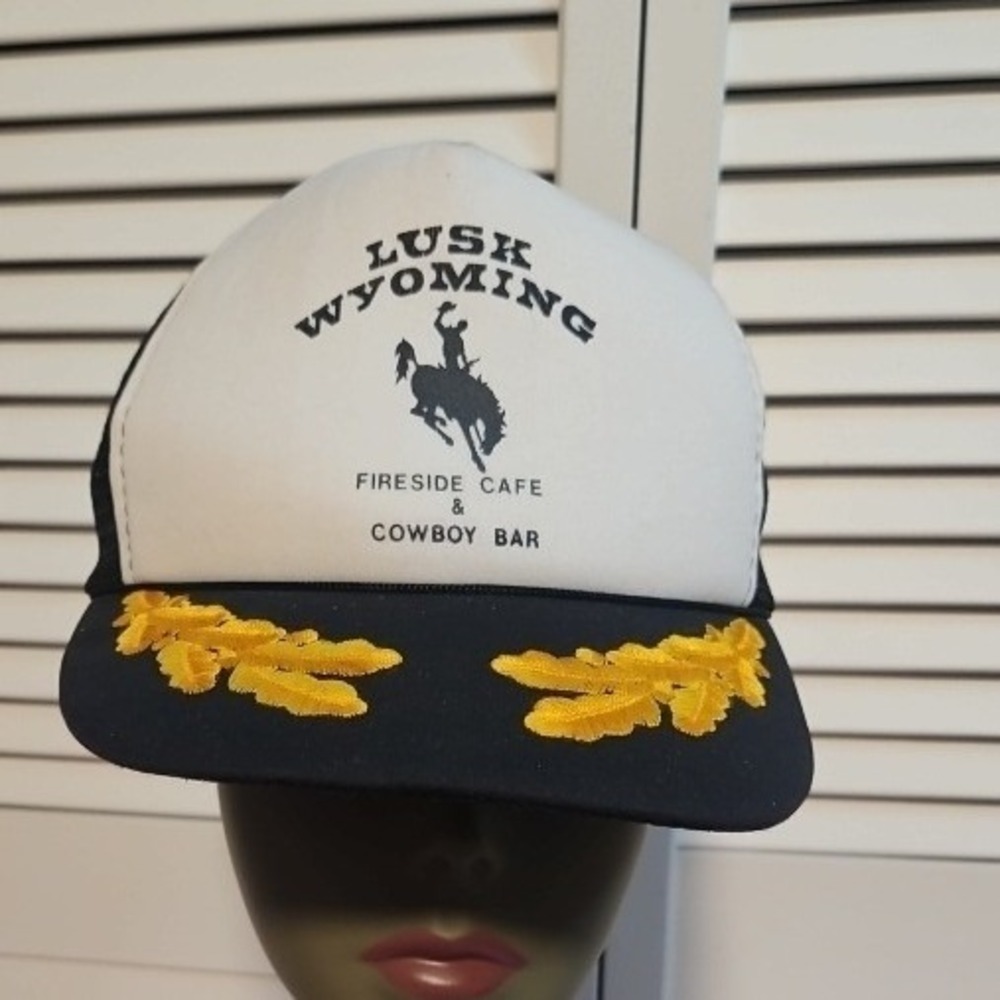 Civic Caps Lusk Wyoming Fireside Cafe Cowboy Bar Trucker Hat Scrambled egg Black
